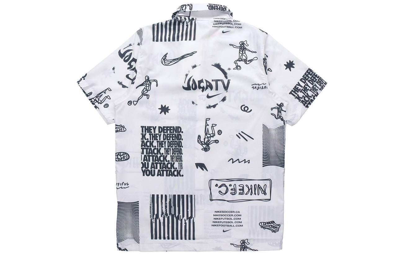 Nike Woven Soccer/Football Athleisure Casual Sports Printing lapel Shirt White DA1474-100