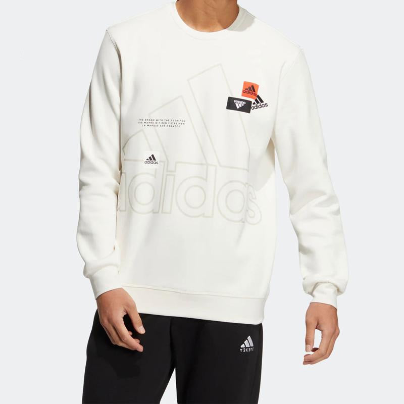 Men's adidas Mh Bp3 Crew Logo Athleisure Casual Sports Round Neck Autumn White HP1432