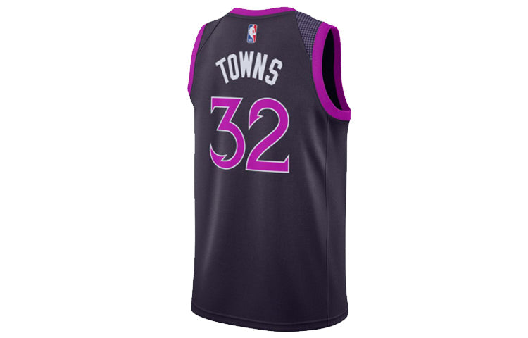Nike Minnesota Timberwolves Karl Anthony Towns City Edition Swingman Jersey 'Black Purple' AJ4626-526