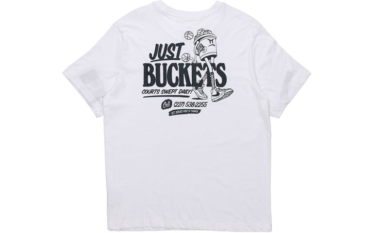 Nike Back Basketball Graffiti Printing Short Sleeve White CD0959-100