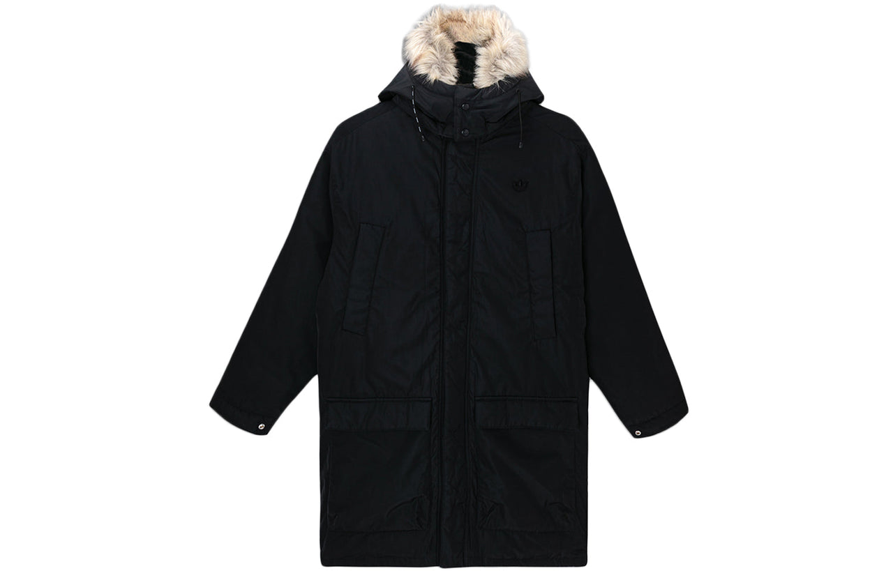 adidas originals Down Fur Parka Casual Sports Stay Warm hooded down Jacket Black GE1316