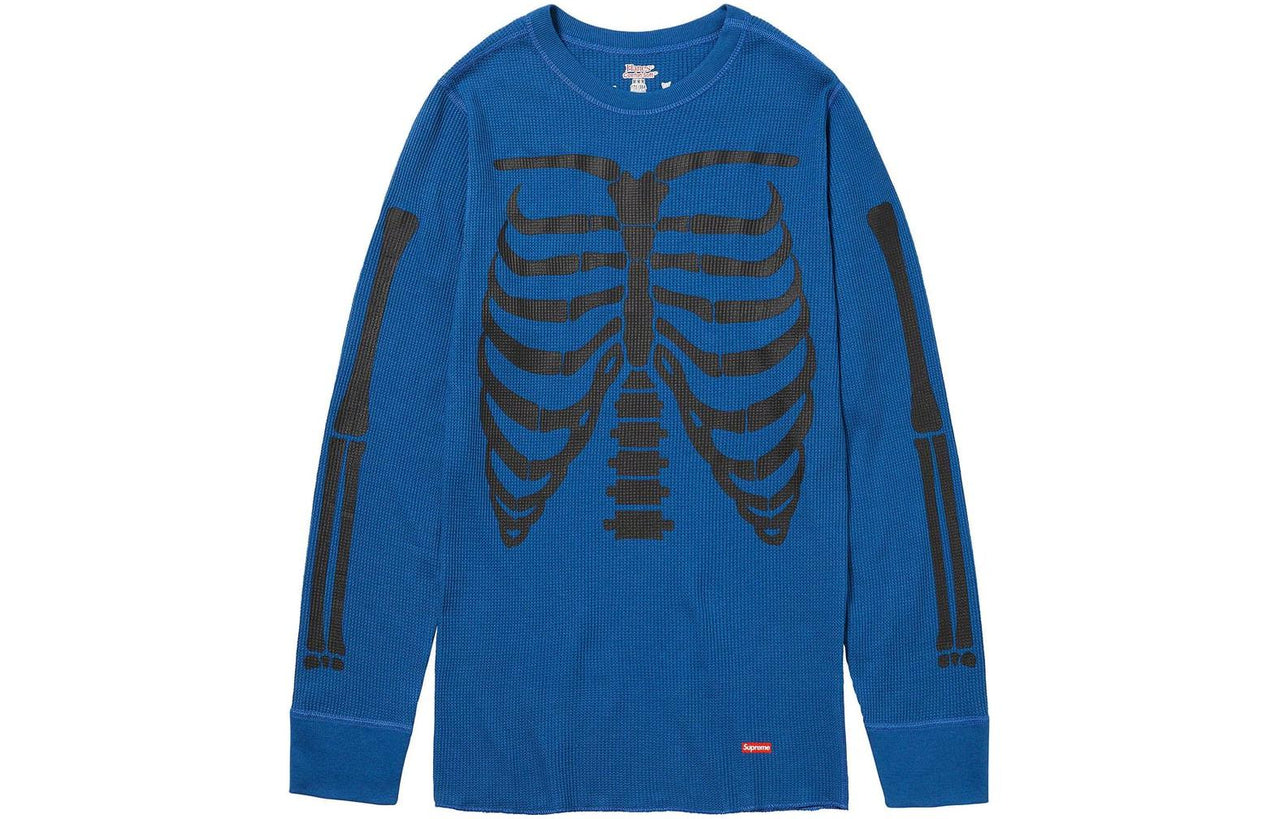 Supreme x HANES FW23 Week9 Bones Thermal Crew Long Sleeve Shirt 'Blue' SUP-FW23-154