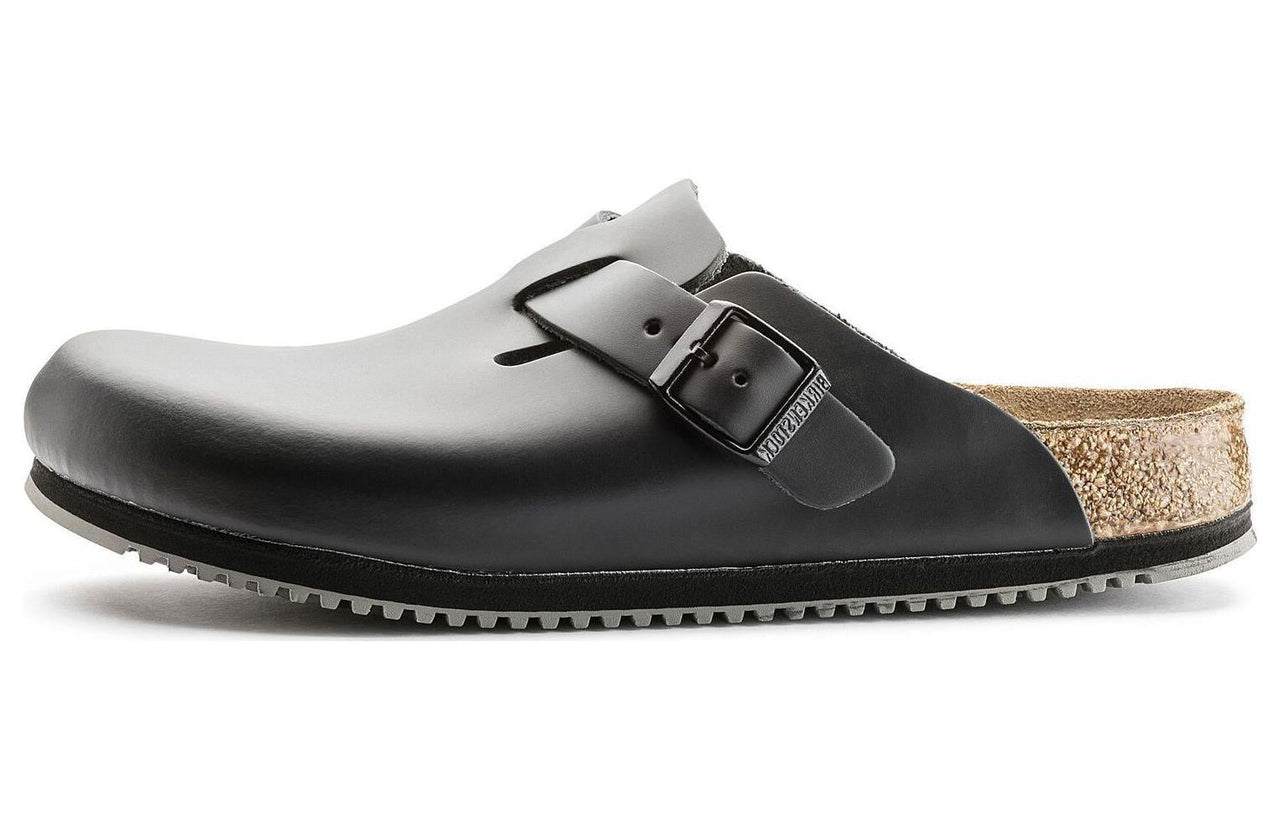 Birkenstock Boston Super Grip Leather Narrow Fit 'Black' 0060194