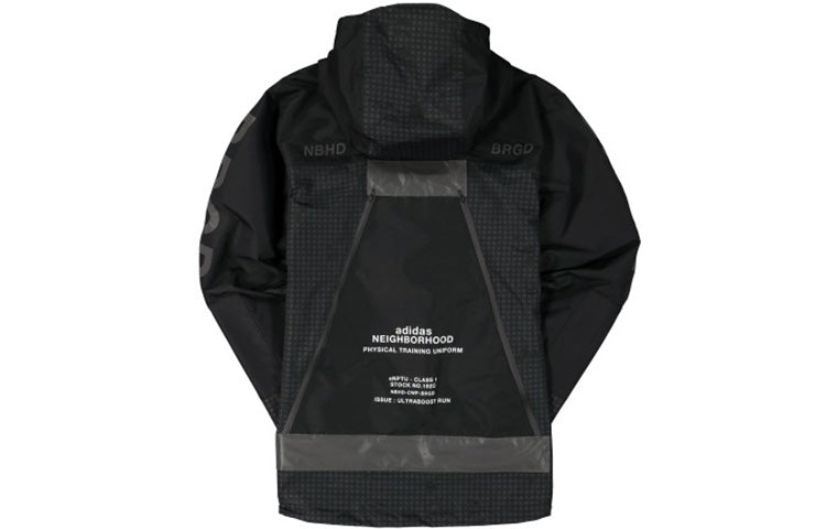 Men's adidas x Neighborhood Jacket Casual Sports Zipper Hooded Jacket Black FQ6815