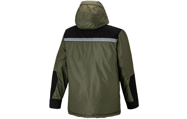 Men's adidas Contrasting Colors Hooded Stay Warm Down Jacket Dark Olive Green HE3689