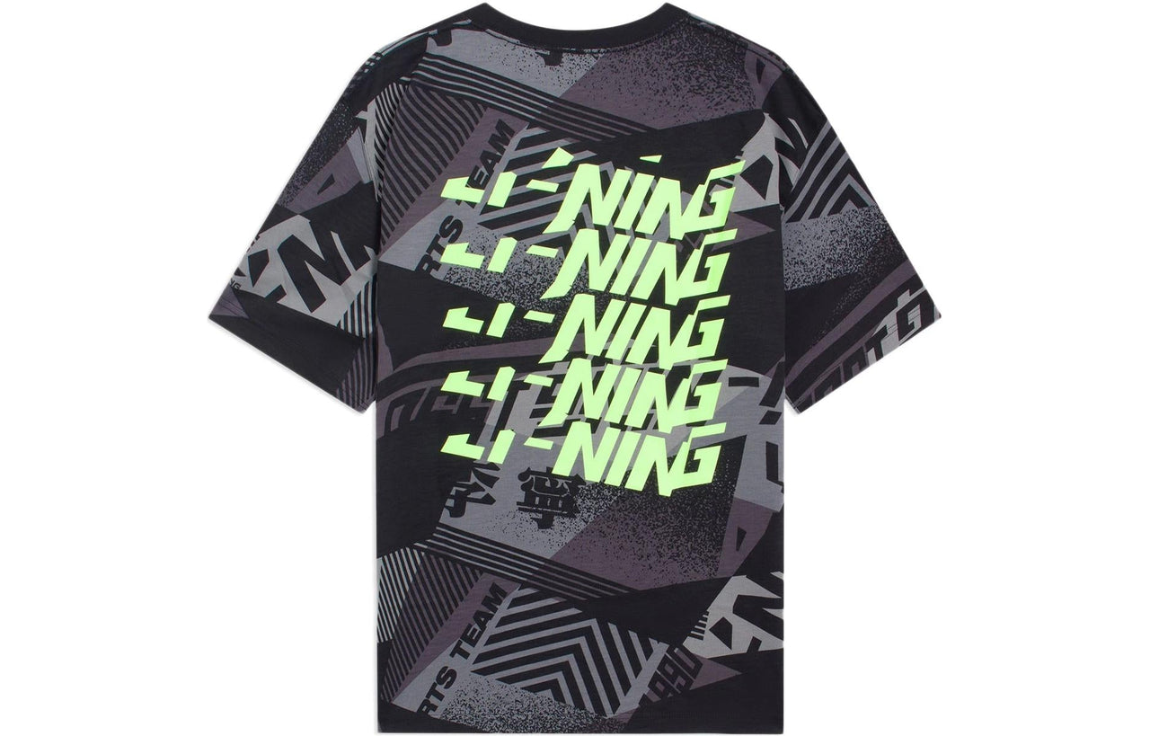Li-Ning Sports Team Graphic T-shirt 'Black Grey' AHSS119-3