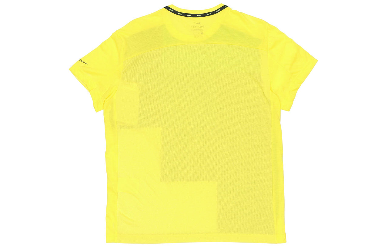 Nike Training Top Multicolor Splicing Breathable Sports Short Sleeve Yellow Green Yellowgreen CJ4743-731