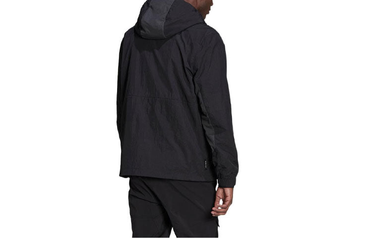 adidas originals Contrasting Colors Sports Hooded Jacket Black HF4804