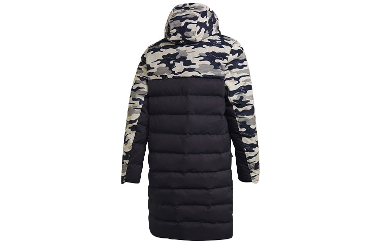 adidas Manchester United Embroidered mid-length Windproof Stay Warm hooded down Jacket Black FR3867
