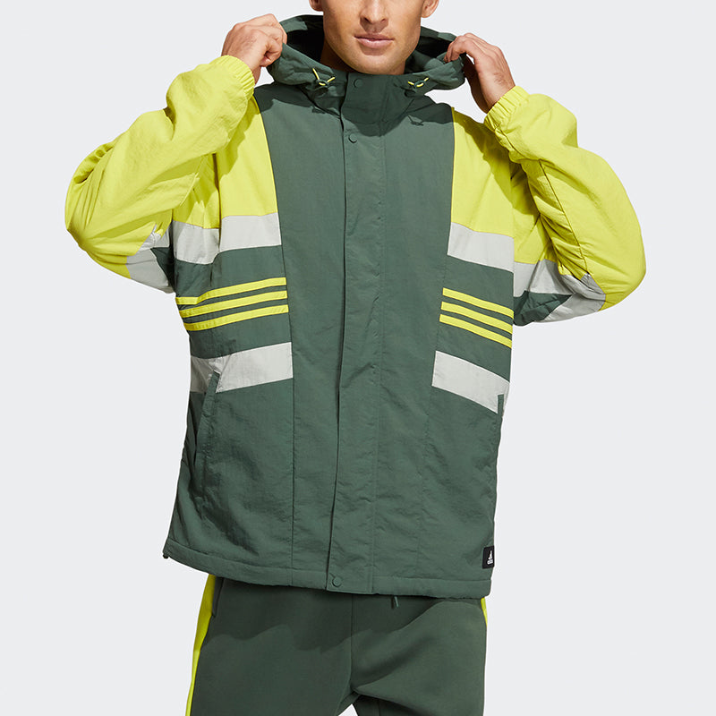 adidas MENS Casual Sports Hooded Jacket Green H17983