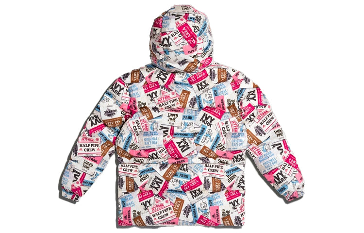 adidas originals x Ivy Park Letters Printed Sports Hooded Down Jacket Unisex Floral H18992