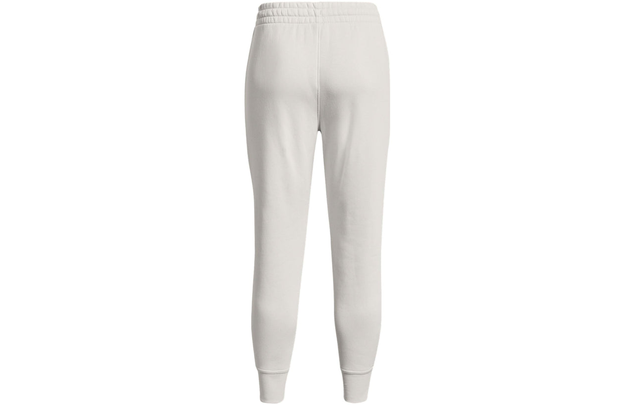(WMNS) Under Armour Essential Fleece Tapered Pants 'White Black' 1379443-114
