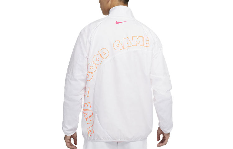 Nike Sportswear Logo Printing Half Zipper Stand Collar Jacket White DO6938-100