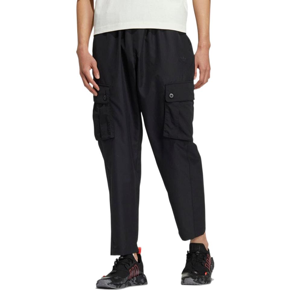 Men's adidas originals Solid Color Big Pocket Cargo Casual Pants/Trousers Black HU1155