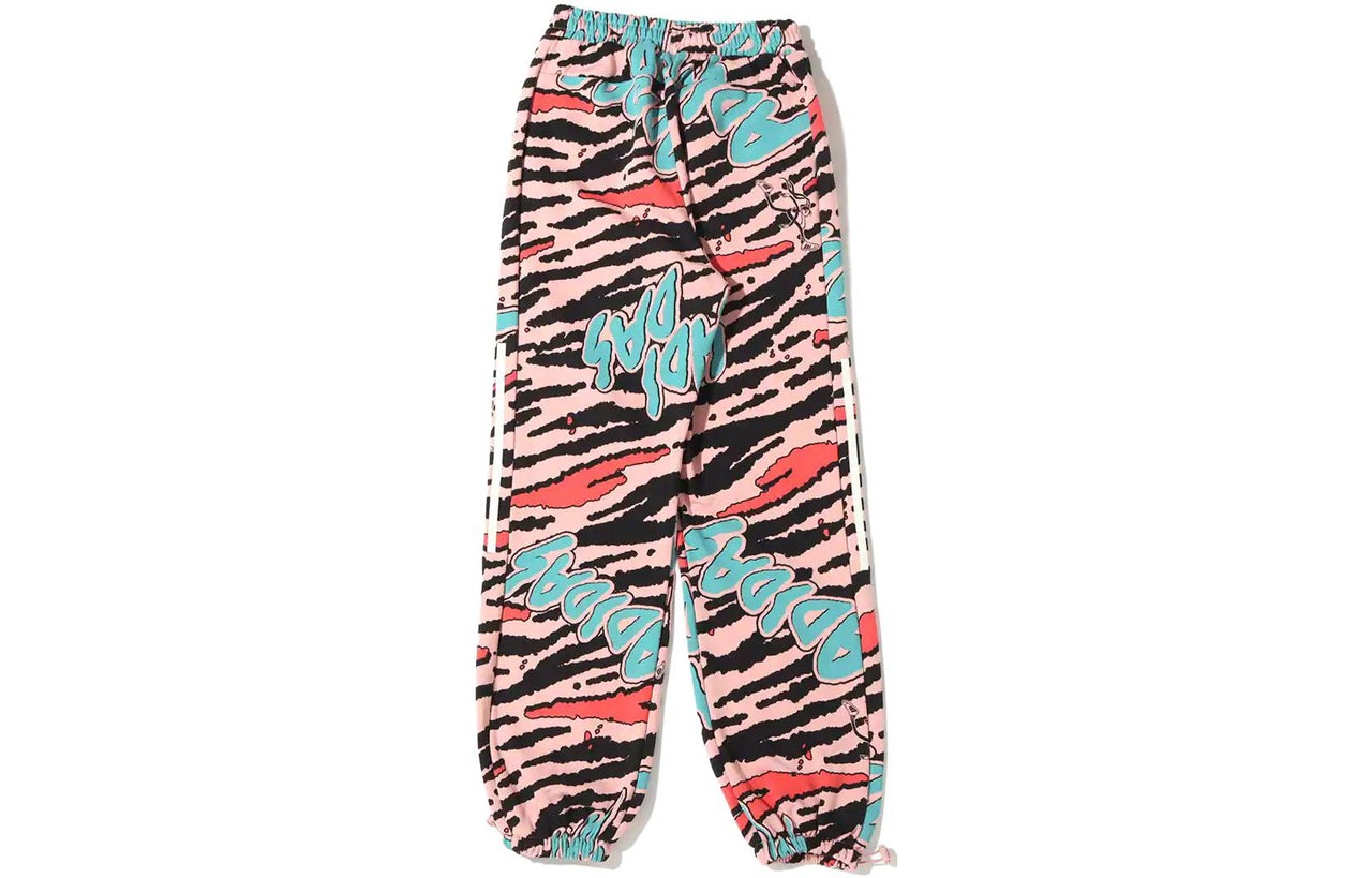 Men's adidas Full Print Straight Sports Pants/Trousers/Joggers Pink HF5109