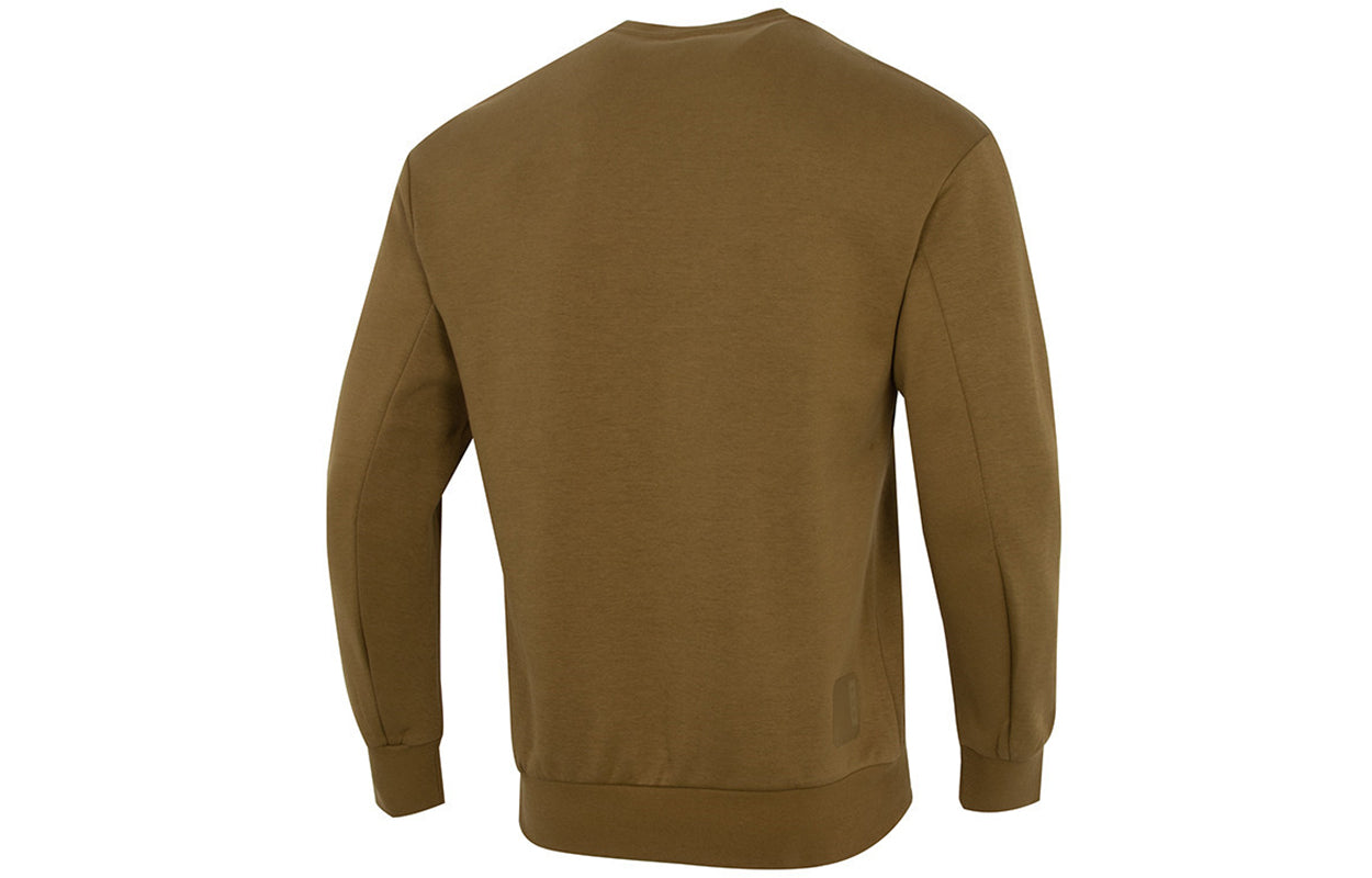 Men's adidas Athleisure Casual Sports Pullover Round Neck Dark Khaki H39315