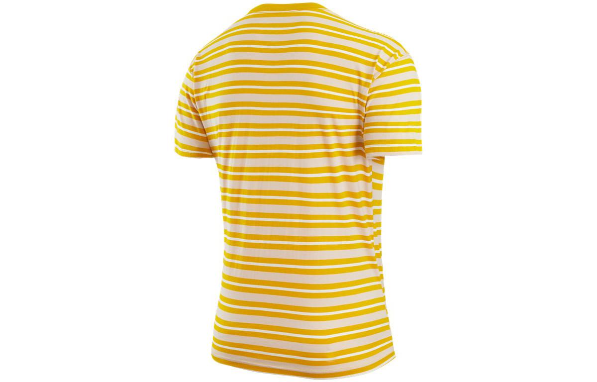 Men's Nike Embroidered Logo Stripe Round Neck Short Sleeve Yellow T-Shirt DQ1863-743