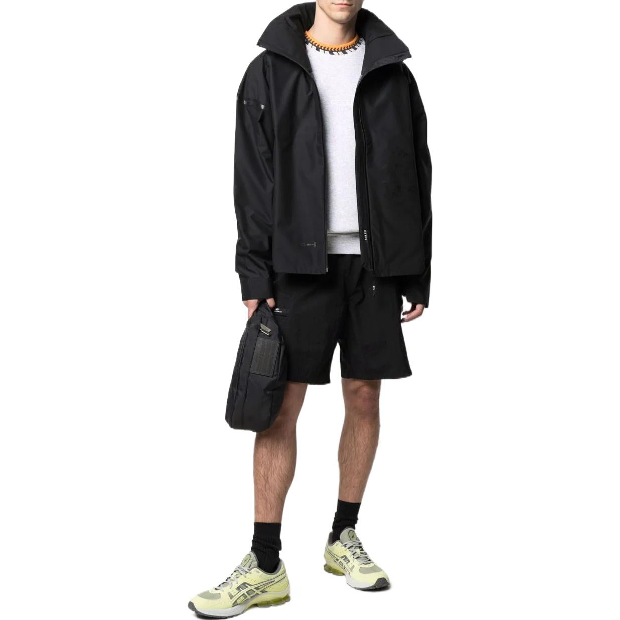Men's adidas originals Solid Color Logo Printing Zipper Stand Collar Sports Jacket Black H16254
