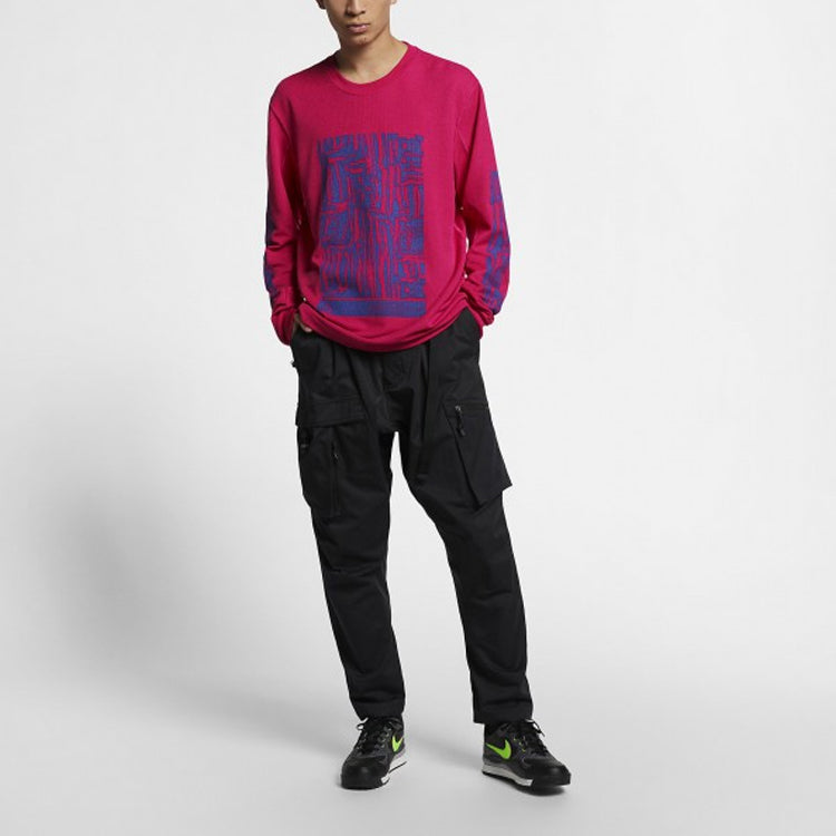 Men's Nike ACG Waffle Casual Sports Printing Pullover Long Sleeves Rose Red BQ7205-666