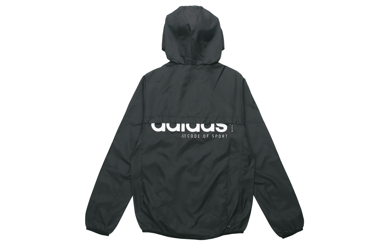 adidas Casual Sports hooded Windproof Woven Jacket Black EI5588