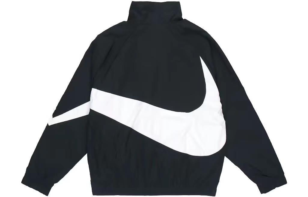 Men's Nike Large Logo Printing Zipper Casual Long Sleeves Jacket Autumn Black DV1363-010