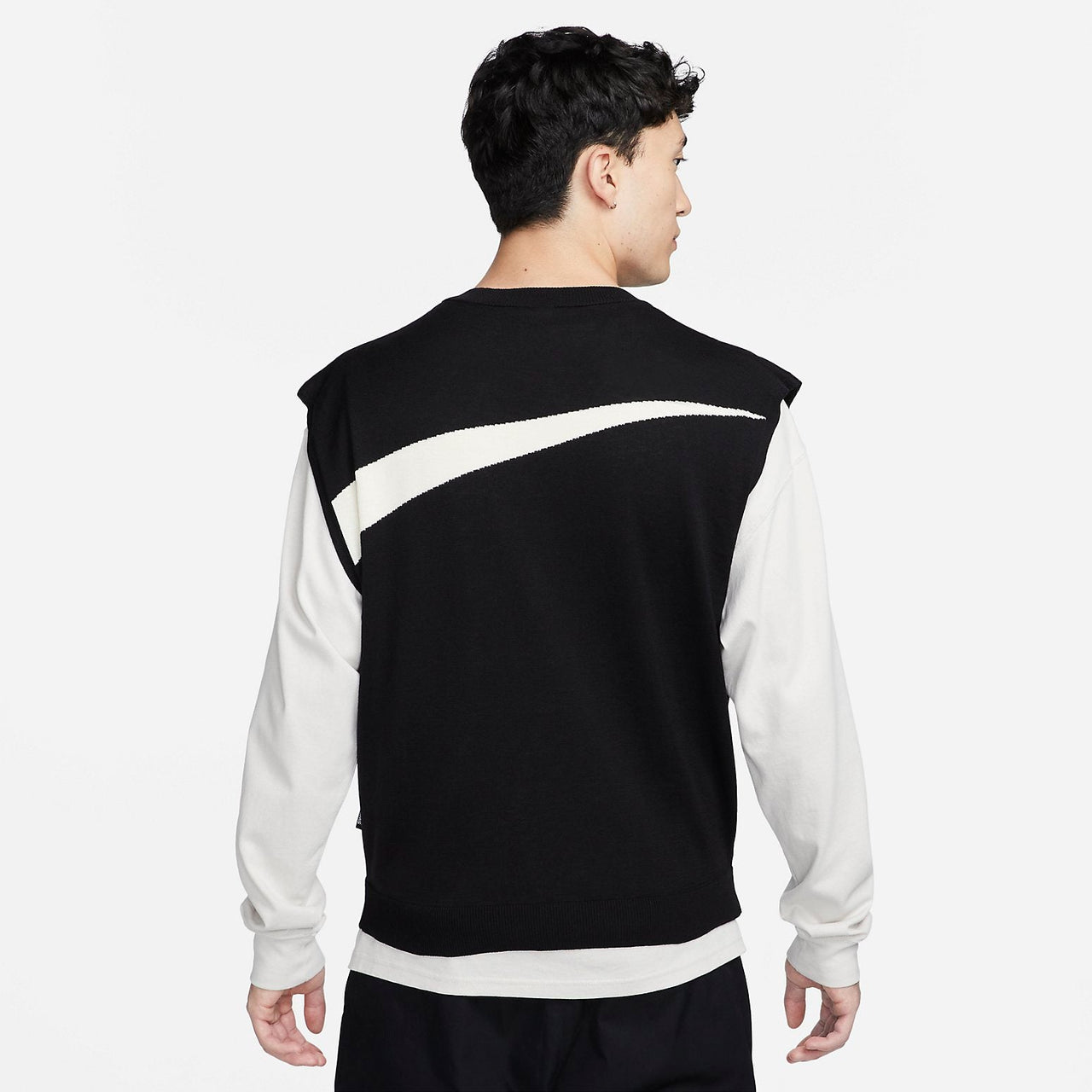 Nike Swoosh Sweater Vest 'Black White' FD2874-010