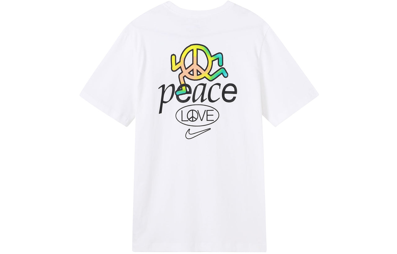 Nike Sportswear Back Alphabet Geometry Printing Sports Round Neck Short Sleeve White DQ1079-100
