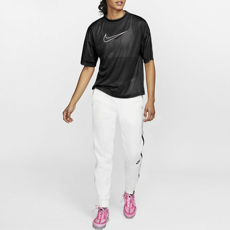 (WMNS) Nike Training Casual Sports Mesh Breathable Quick Dry Short Sleeve Black CK1457-010