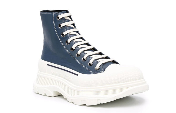 Alexander McQueen Tread Slick Lace Up Boot 'Navy Leather' 627206WIAM24456