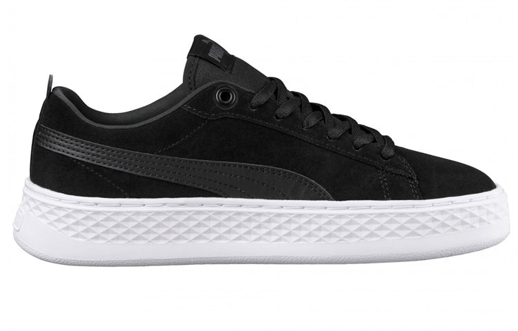 PUMA Smash Platform Suede Casual Board Shoes Black/White 366488-01