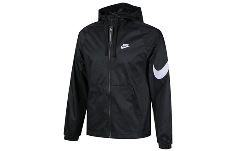 Nike Sportswear Swoosh Full-length zipper Cardigan Hooded Jacket Black CJ5640-010