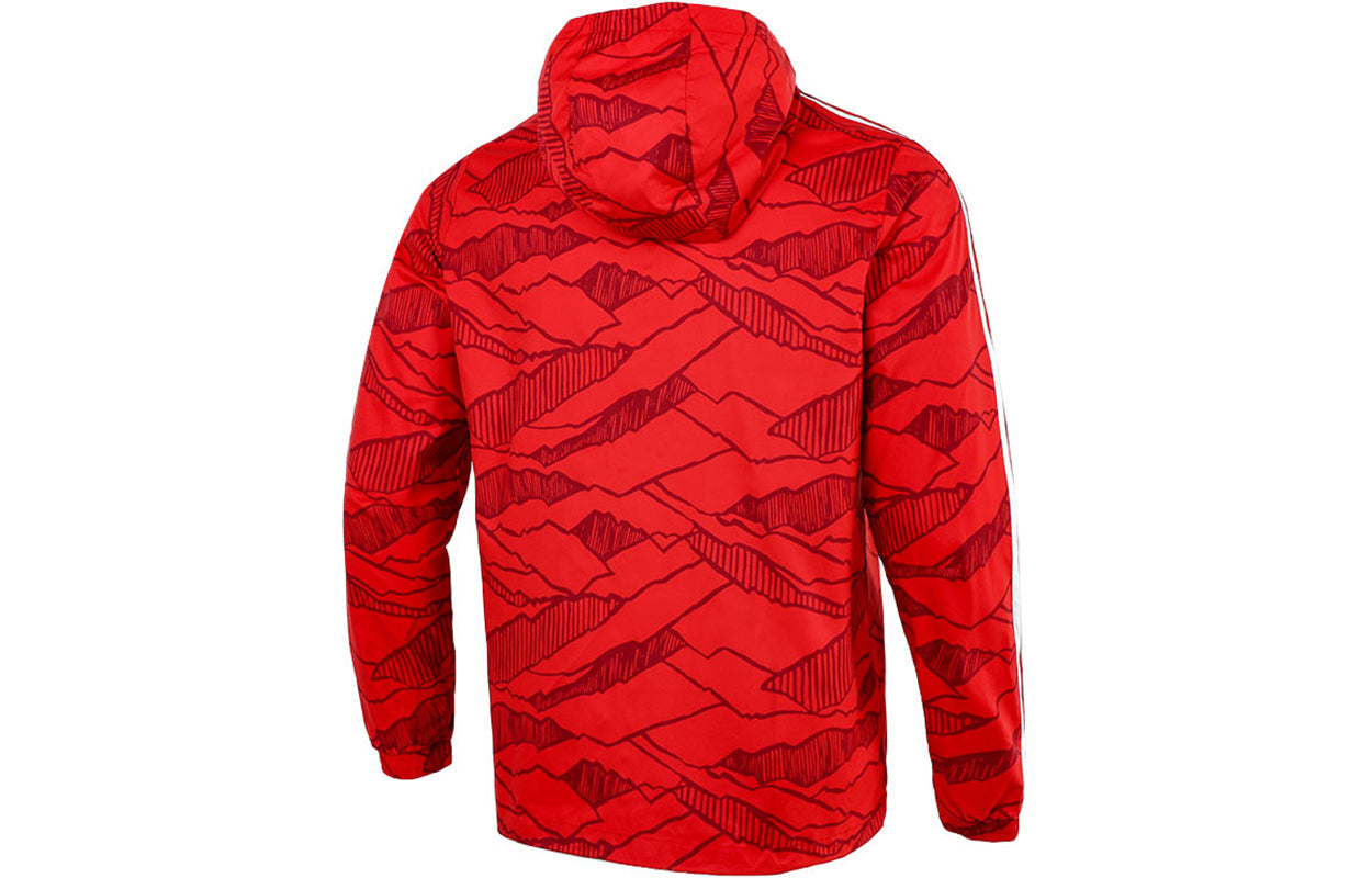 Men's adidas Soccer/Football Training Windproof Quick Dry Casual Woven Hooded Jacket Red GR0683