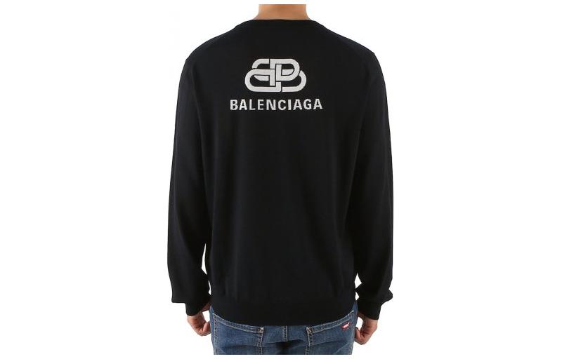 Balenciaga Back Print Interlocked BB Sweatshirt 'Black White' 583117T14394170