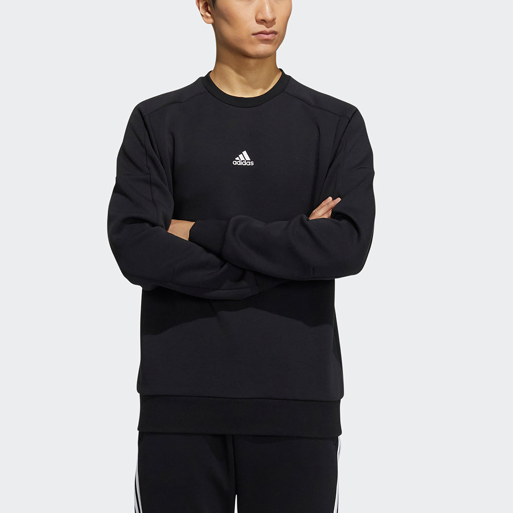 Men's adidas Crew Sweat Logo Printing Round Neck Pullover Black HD0349