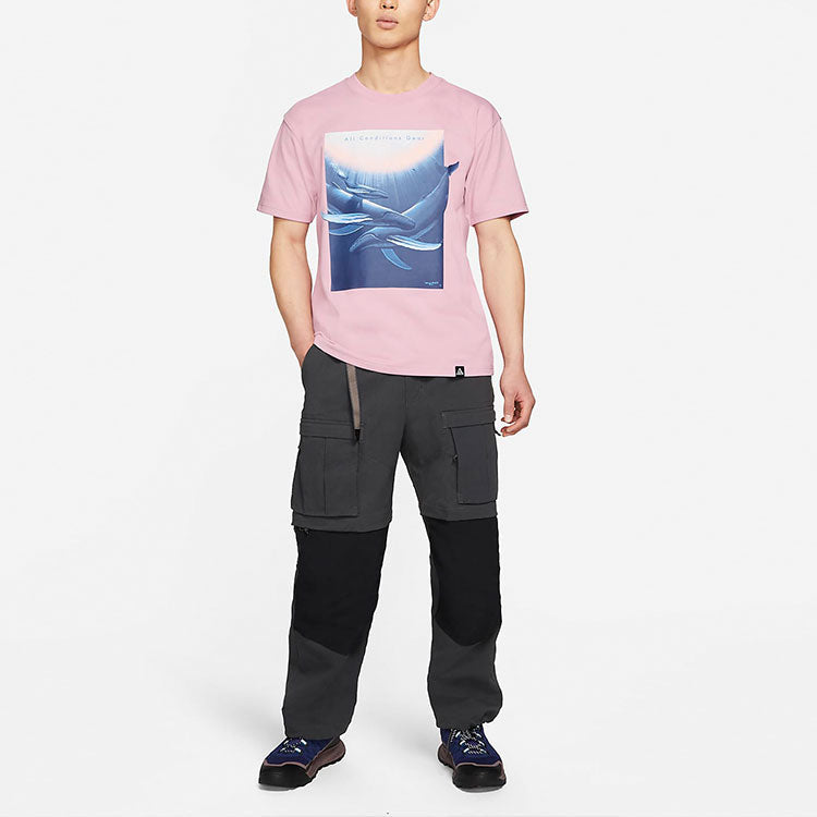 Men's Nike ACG Wyland Funny Printing Sports Loose Round Neck Short Sleeve Pink T-Shirt DC5359-698