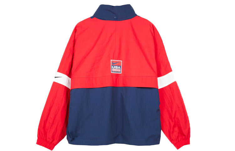 Men's Nike Lab Swoosh Stripe Splicing Storage Simple Colorblock Hooded Jacket Blue 'University Red Midnight Navy' CD6374-657