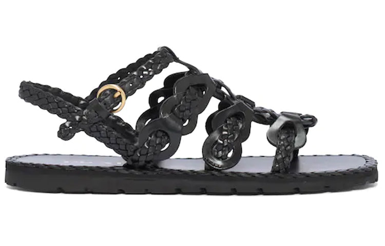 (WMNS) PRADA Braided Leather Sandals 'Black' 1X186M_027_F0002_F_A015