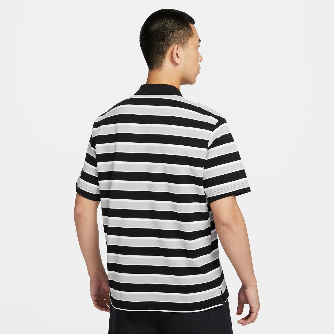 Nike Club Striped Polo Shirt 'Black Grey' FN3897-010