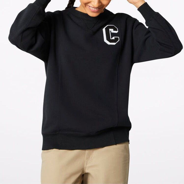 (WMNS) Converse Elevated Fleece Sweatshirt 'Black' 10019109-A01