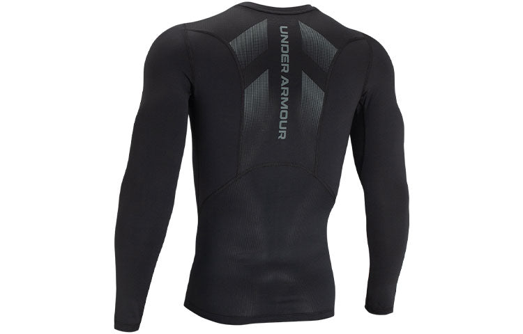Men's Under Armour HeatGear Vent Logo Printing Round Neck Long Sleeves Black 1362453-001