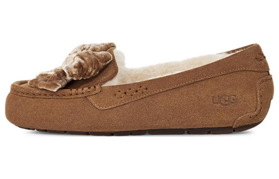 (WMNS) UGG Leisure Fluff Bow Mini Loafers 'Brown' 1138650-CHE