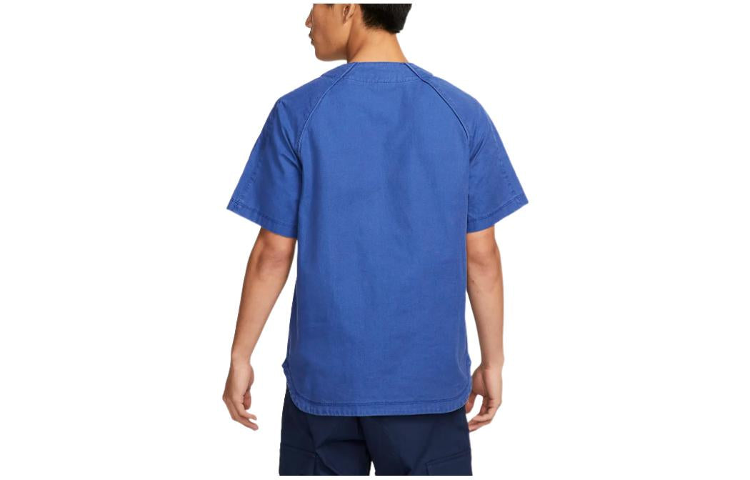 Nike SB Skateboard Solid Color Logo Embroidered Short Sleeve Unisex Blue DQ6283-455