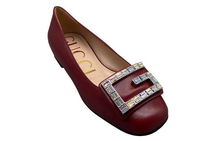(WMNS) Gucci Madelyn Crystal G 'Dark Red Leather' 551434-C9D00-6438