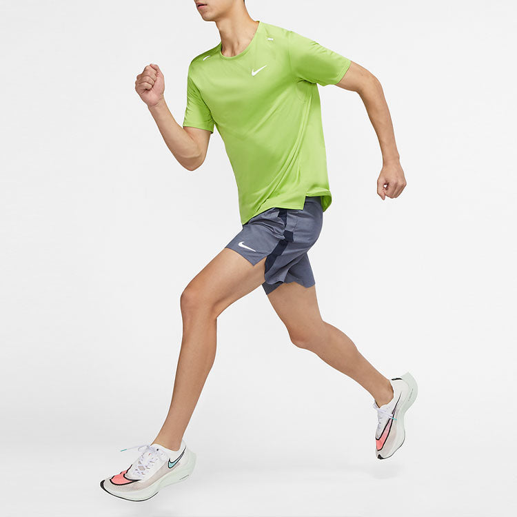 Nike Dri-FIT Solid Color Logo Printing Round Neck Short Sleeve Green CZ9185-332