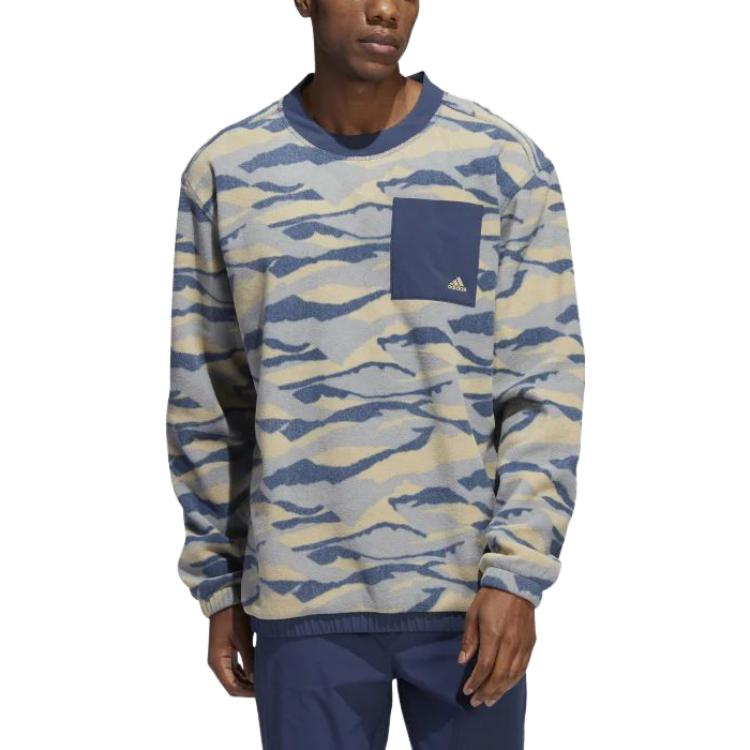 adidas Texture-Print Crew Sweatshirt 'Hemp Navy' HF6525