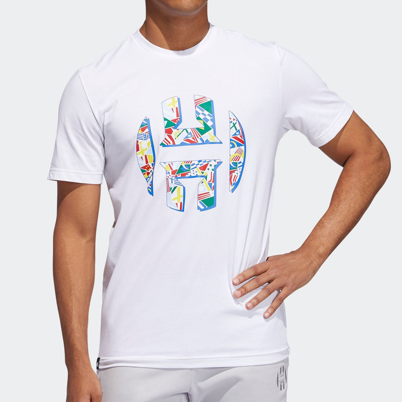 Men's adidas Printing Basketball Sports Round Neck Short Sleeve White T-Shirt DX6935