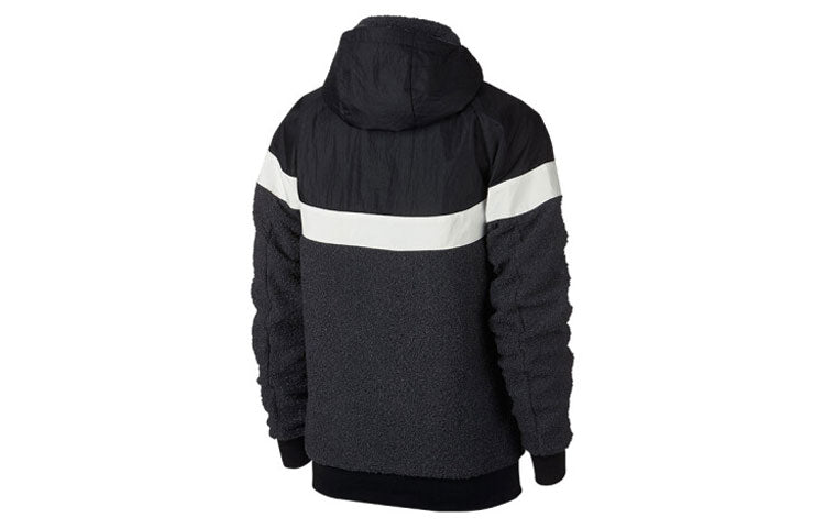 Nike Nsw Sherpa Windrunner Knit Zipper Hooded Jacket Black 930317-010