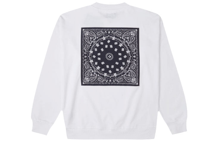 Men's Converse Cashew Logo Knit Sports Round Neck Pullover White 10023164-A01