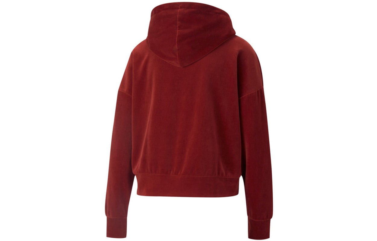 (WMNS) PUMA Her Velour Hoodie 'Burgundy' 846417-22