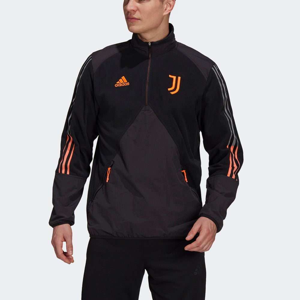 adidas Juventus Soccer/Football Sports Contrast Color Stitching Round Neck Pullover Black GK8603